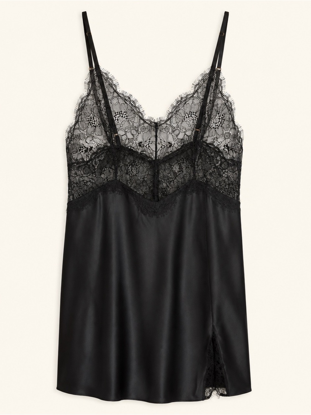 Victoria's Secret Black Lace & Satin Chemise